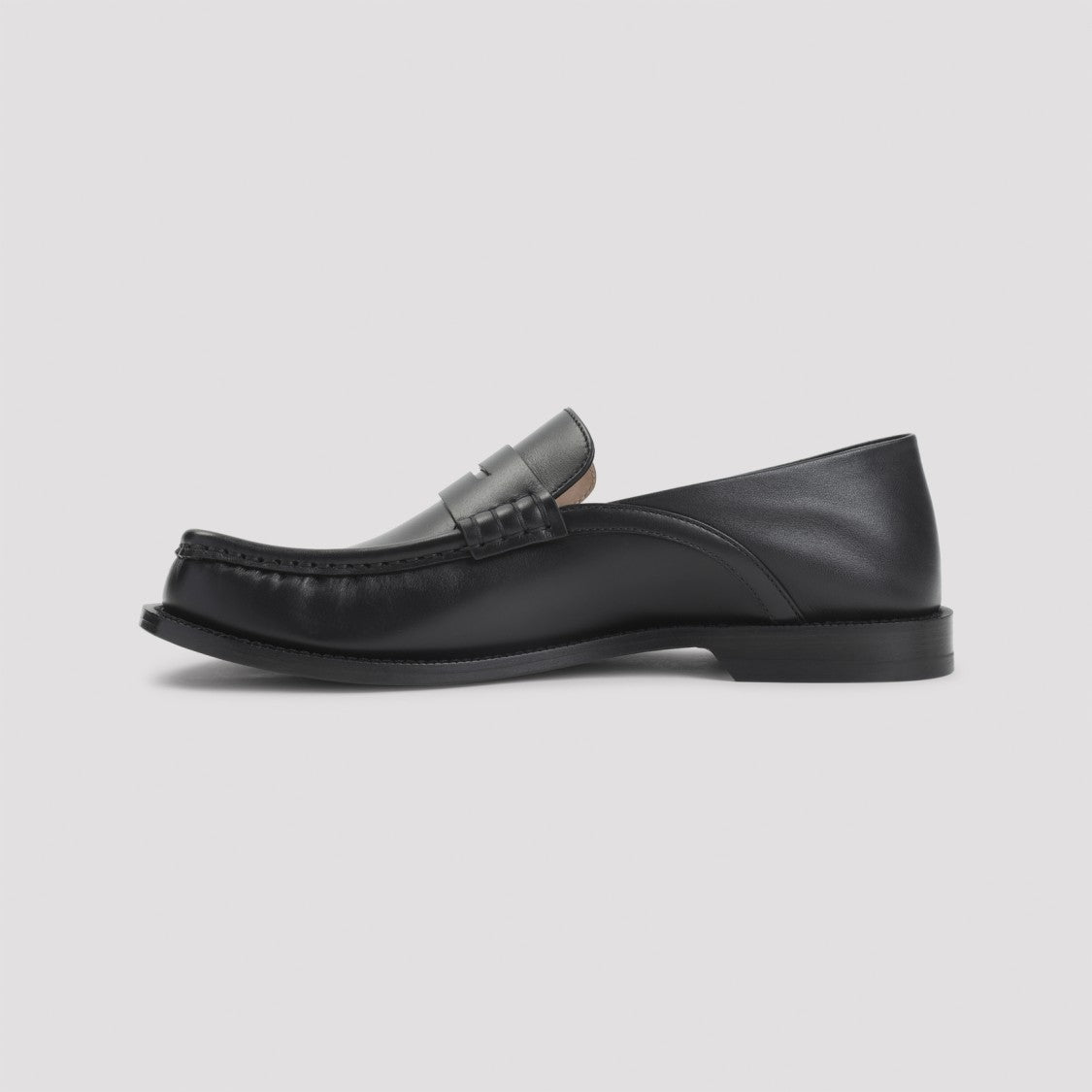 Loewe Campo Flap Back Black Calfskin Loafers