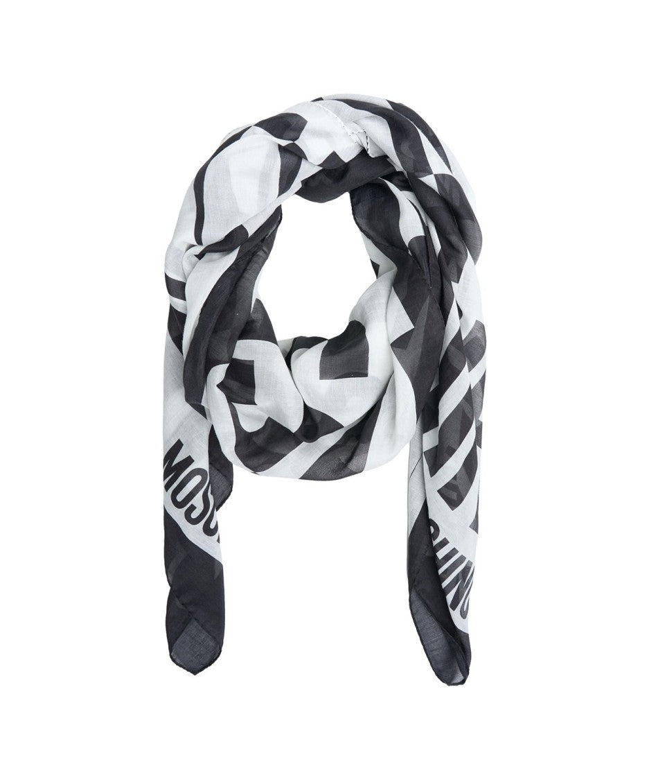 Moschino Silk Blend Scarf With Logo
