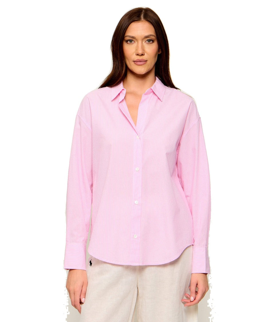 Mc2 Saint Barth Relaxed Fit Long Sleeve Shirt With Vertical Stripe Pattern