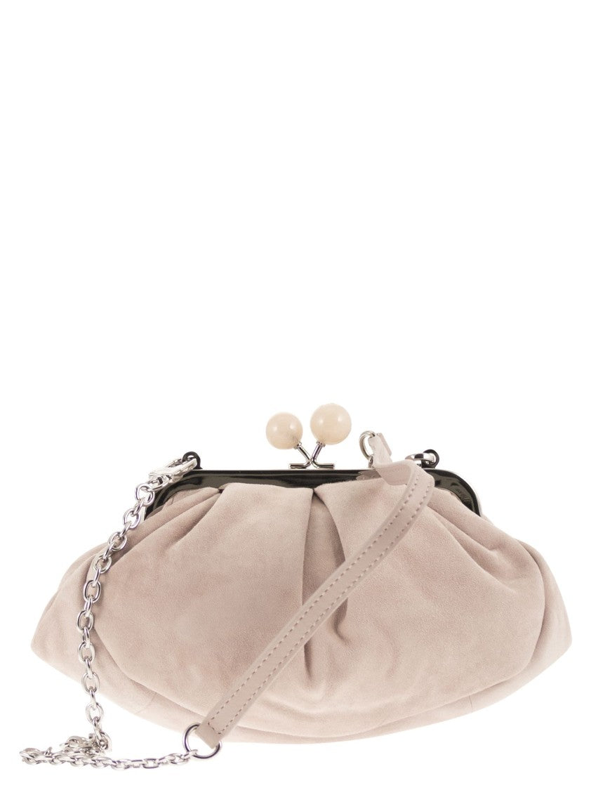 Max Mara Gathered Pleated Clutch Bag In Soft Suede Leather