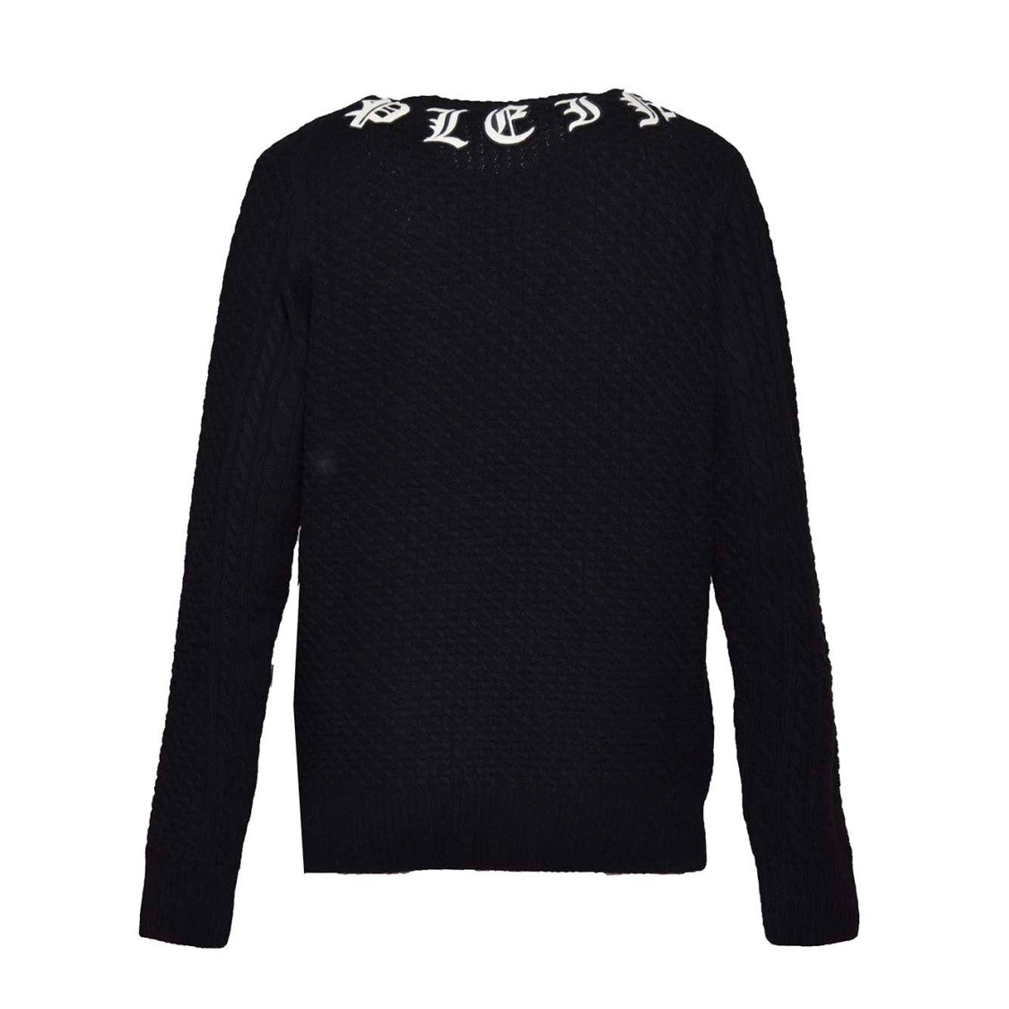 Philipp Plein Black Wool Cashmere Crewneck Pullover With Logo