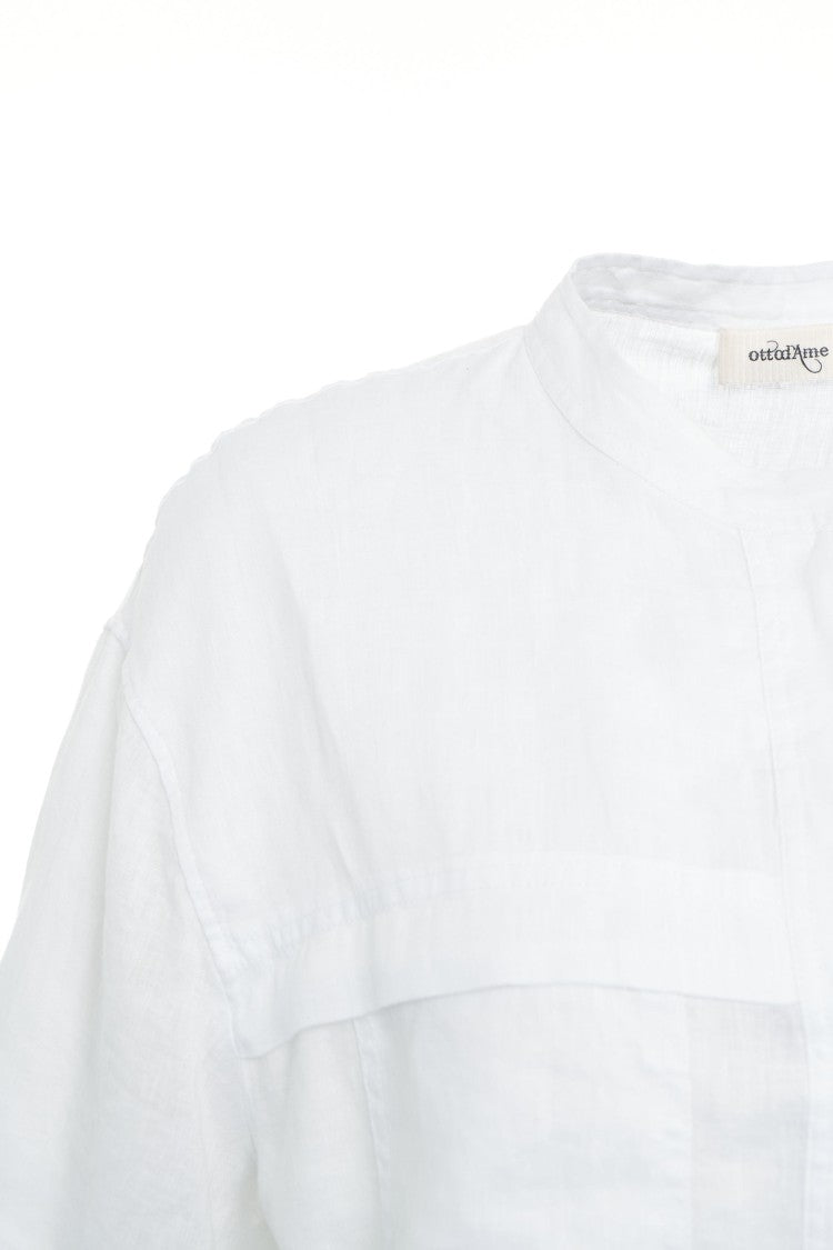 Ottod'ame Linen Blouse With Mandarin Collar