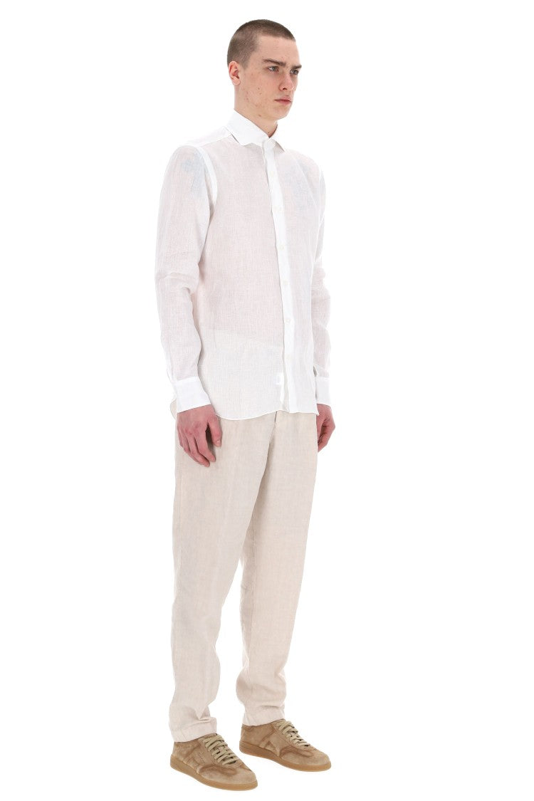 Barba Dandylife Line Solid Linen Tailored Shirt