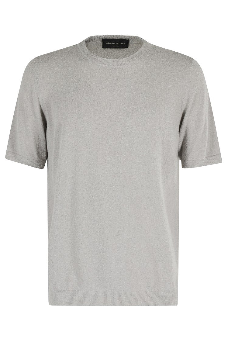 Roberto Collina Grey Crew Neck Sweater With Half Sleeves