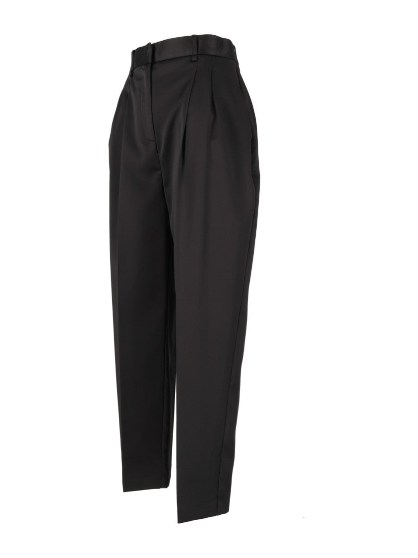 Elisabetta Franchi High-Waisted Pleated Tapered Straight-Leg Pants