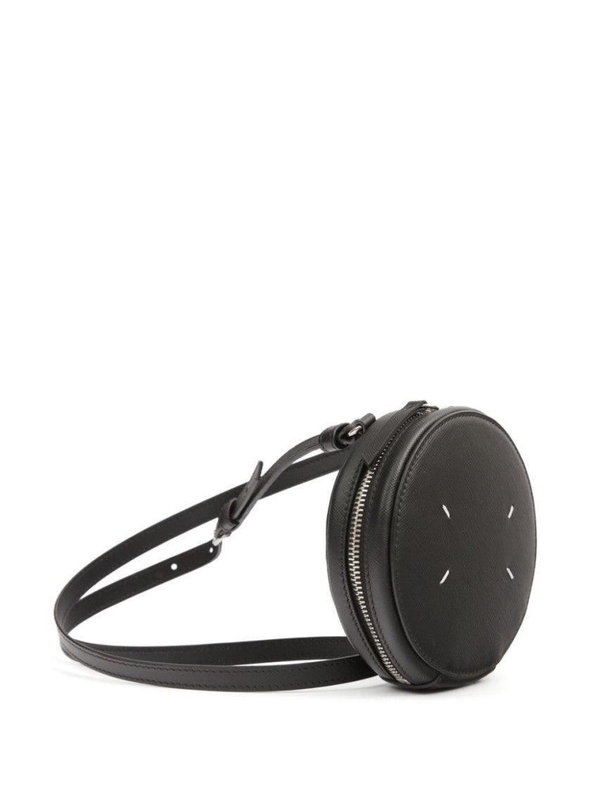 Maison Margiela Textured Black Calf Leather Circular Bag