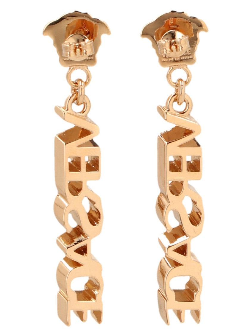 Versace Elongated Gold-Tone Medusa Emblem Earrings