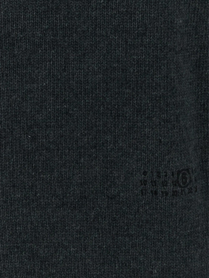 Mm6 By Maison Margiela Relaxed Black Sweater With Long Sleeves And Ribbed Finish