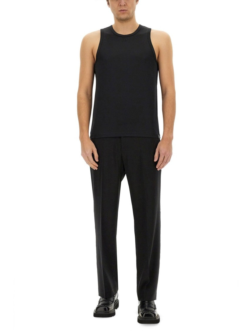 Courrèges Fitted Black Tank Top With Rounded Neckline