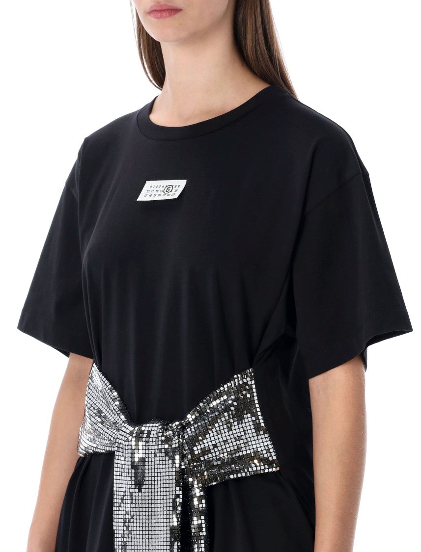 Mm6 By Maison Margiela Oversized Sequin Gloves T Shirt