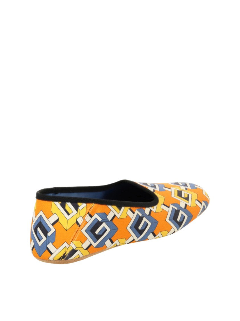 Gucci Geometric G Print Satin Voyage Slippers