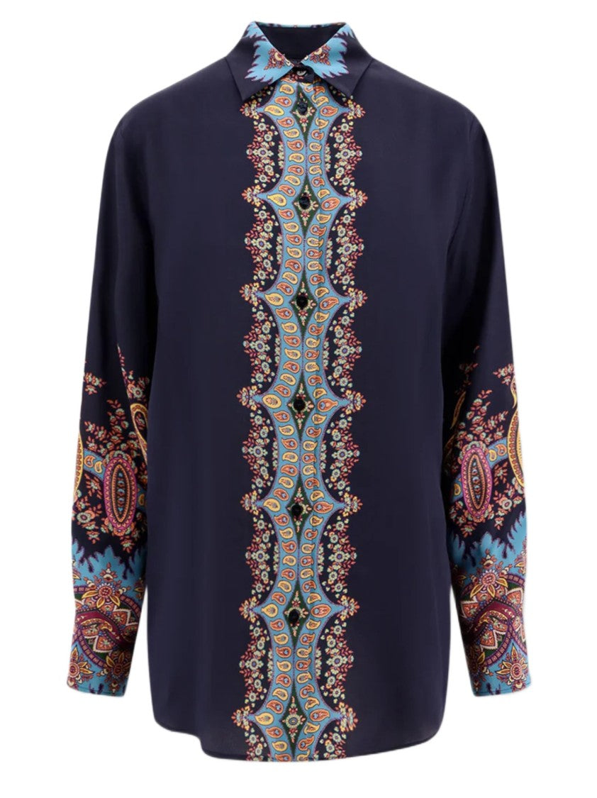 Etro Intricately Patterned Silk Shirt With Classic Collar