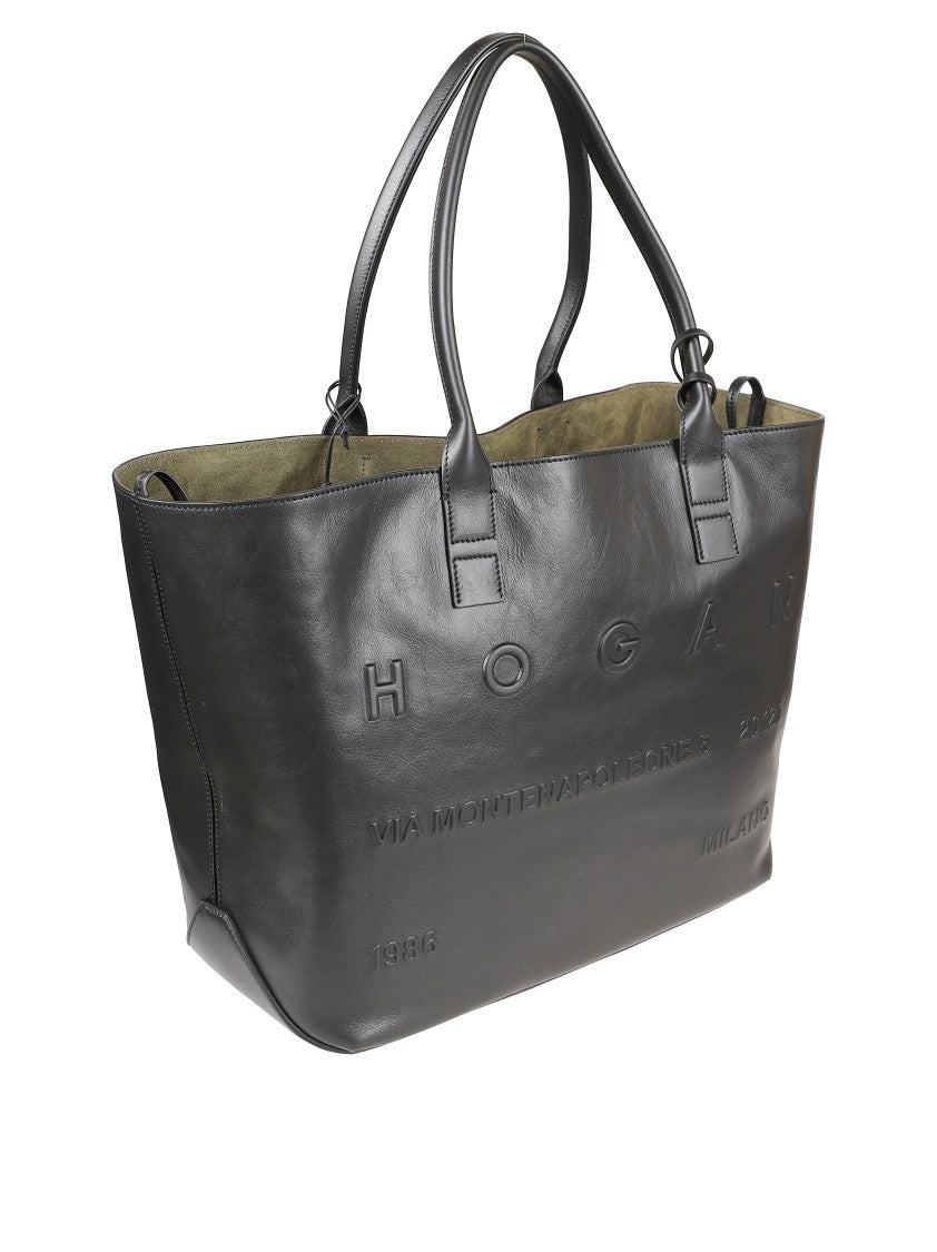 Hogan Black Tote Bag With Smooth Leather Finish