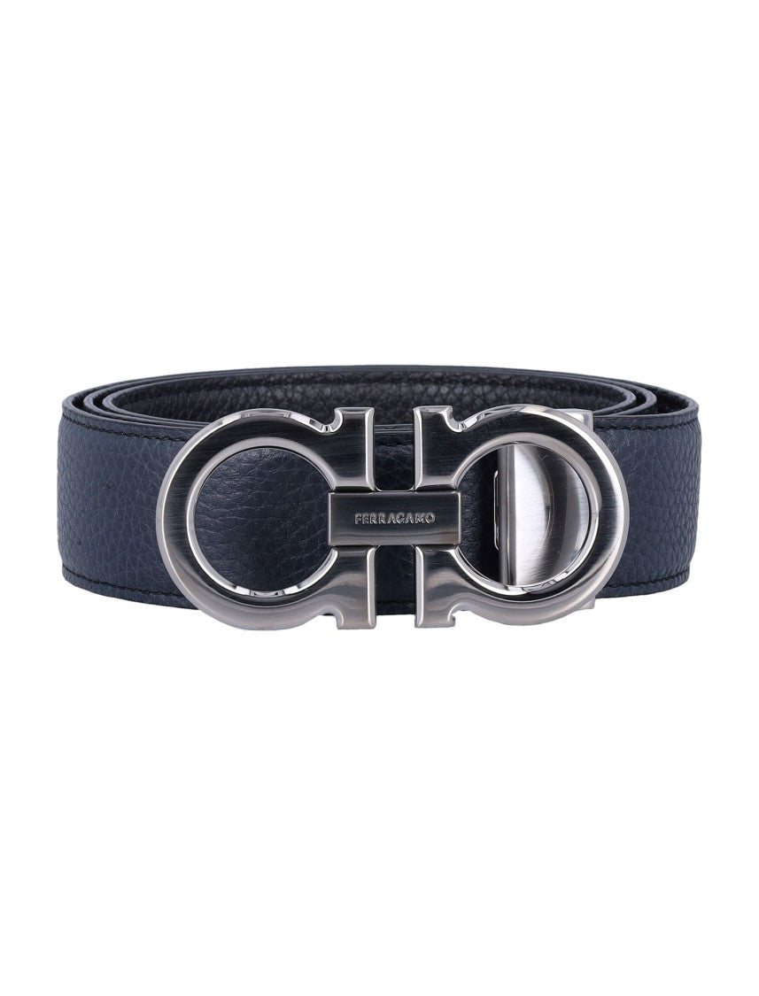 Ferragamo Double Adjus Textured Leather Belt