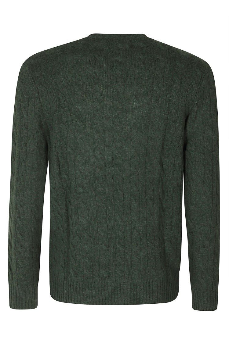 Polo Ralph Lauren Green Cable Knit Wool-Cashmere Pullover Sweater