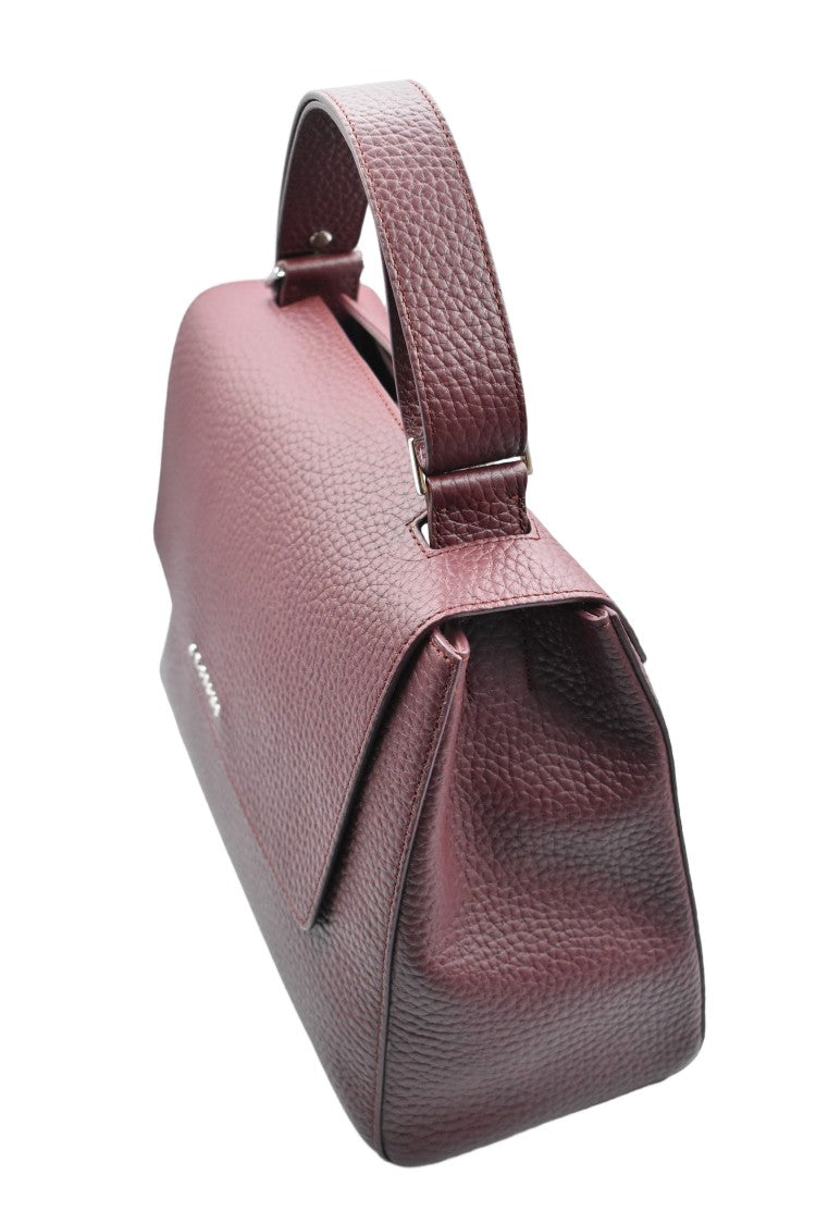 Orciani Medium Structured Handbag In Hammered Leather