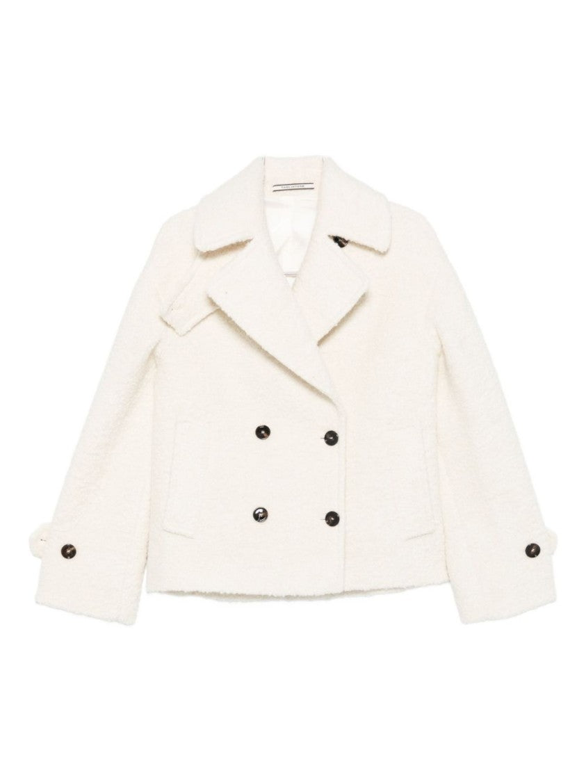 Tagliatore Textured Double-Breasted Coat In Alpaca Blend