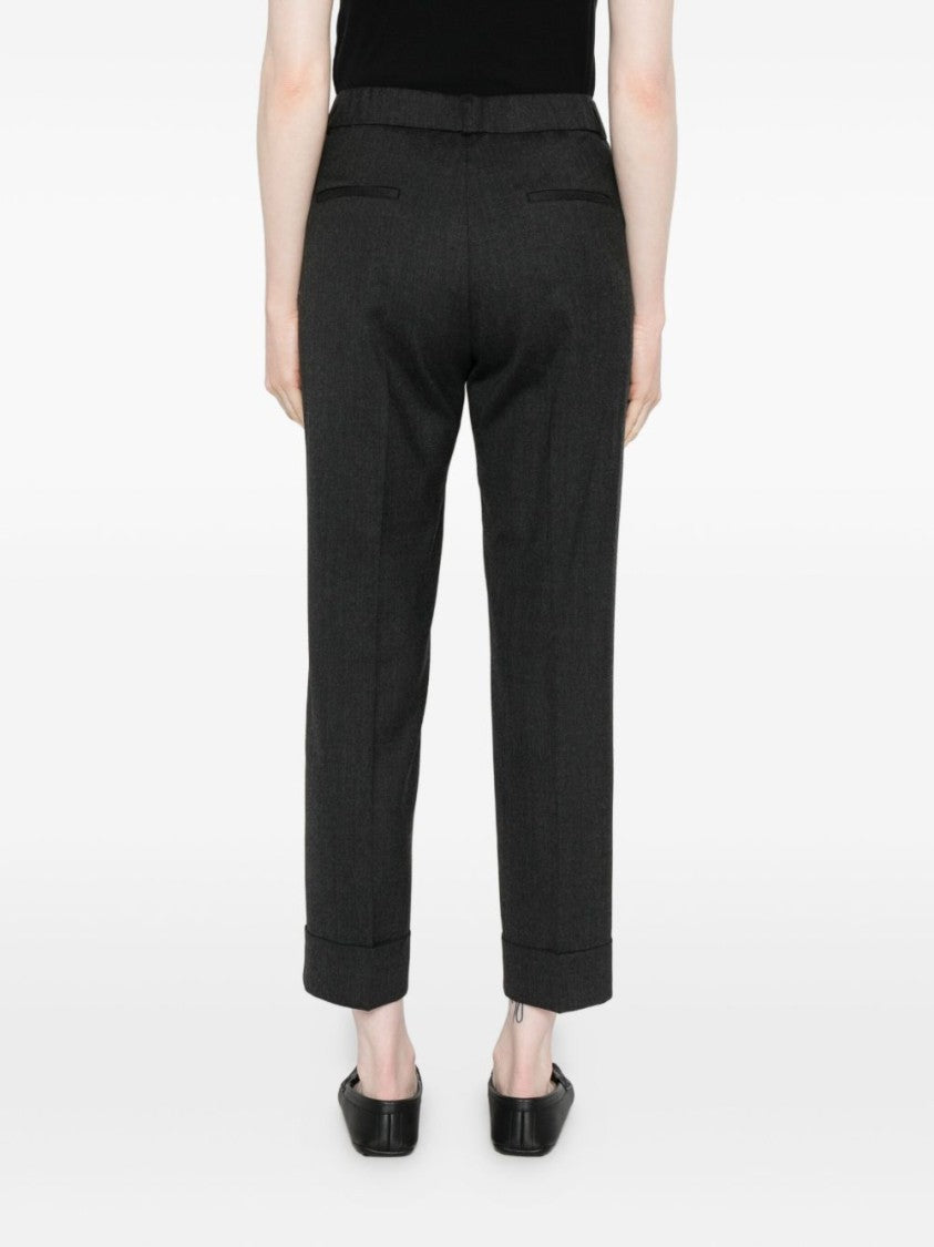 Peserico Heathered Gray Cropped Trousers With Tailored Fit
