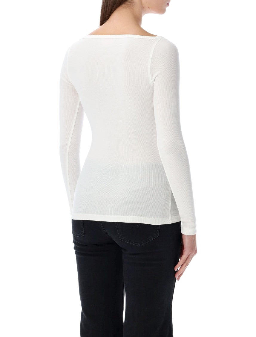 Diesel T-Bal-Od Long-Sleeve Ribbed Cotton Top