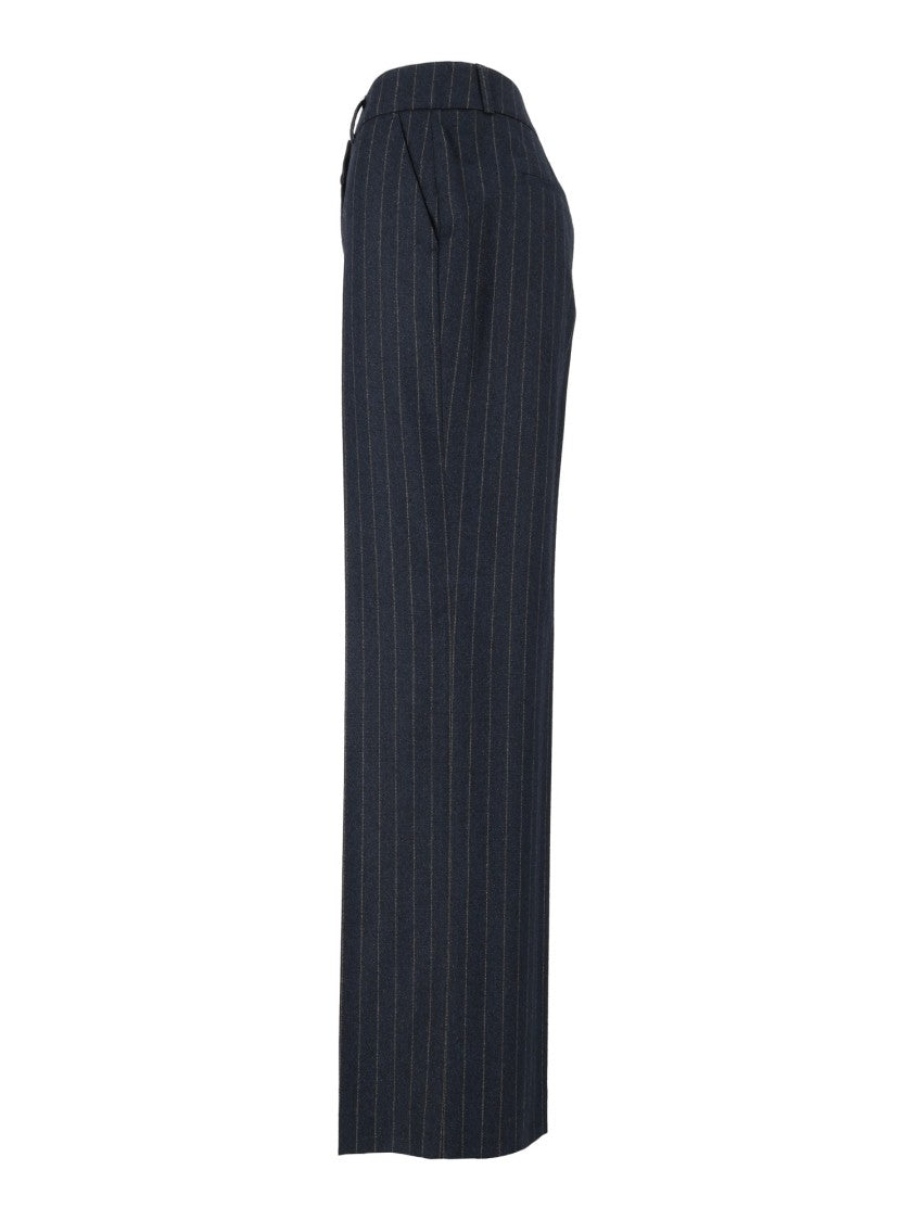 Peserico Virgin Wool-Blend Pinstripe Straight-Leg Pants