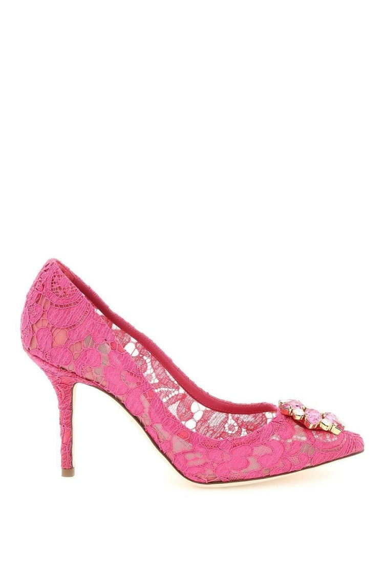 Dolce & Gabbana Fuchsia Woven Viscose-Cotton Blend Pumps
