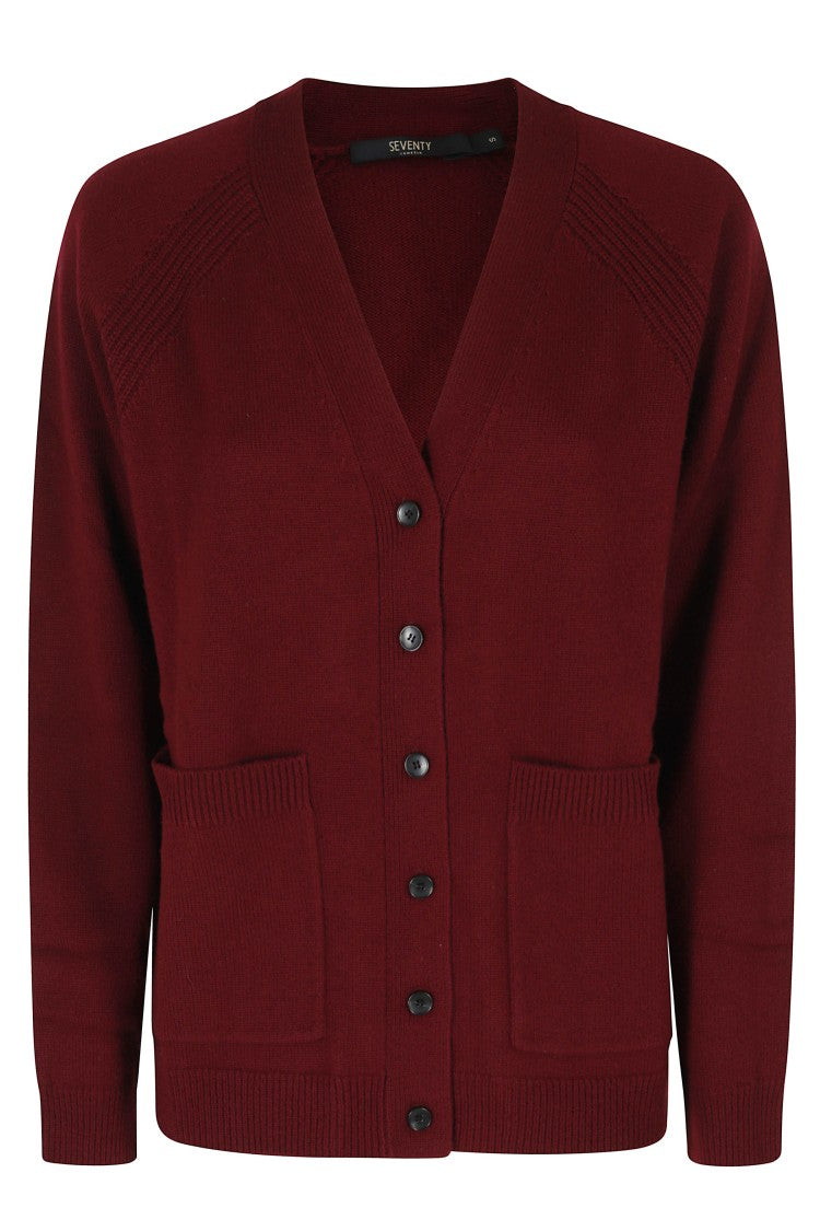 Seventy Relaxed Fit Wool Cardigan With V-Neck And Ribbed Trim