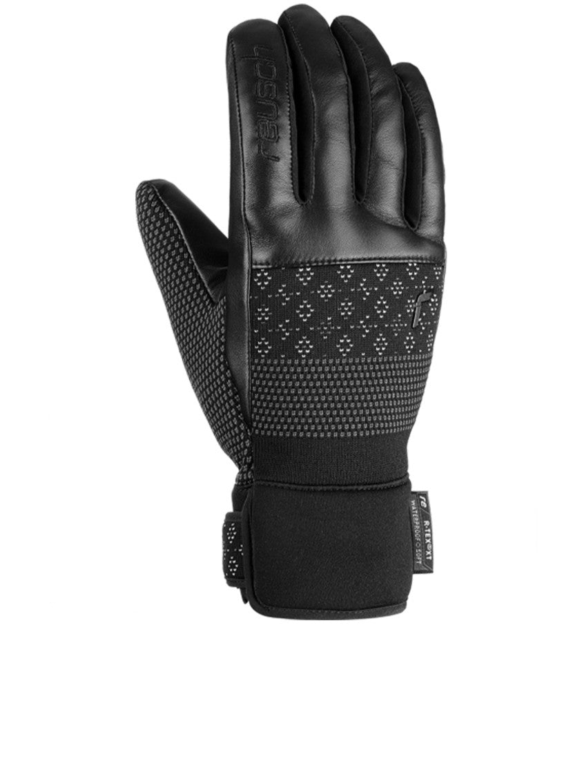 Reusch Sporty Black Gloves With Textured Knit And Adjustable Straps