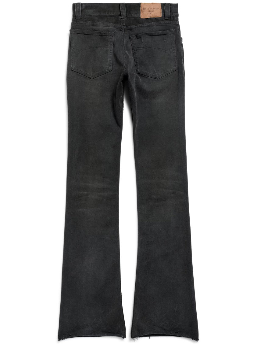 Balenciaga Black Bootcut Distressed Cotton Jeans