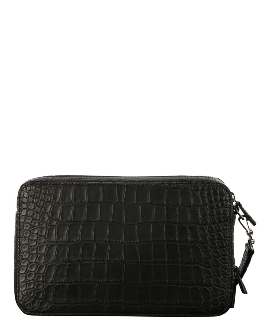 Balenciaga Crocodile Embossed Everyday Pouch With Strap