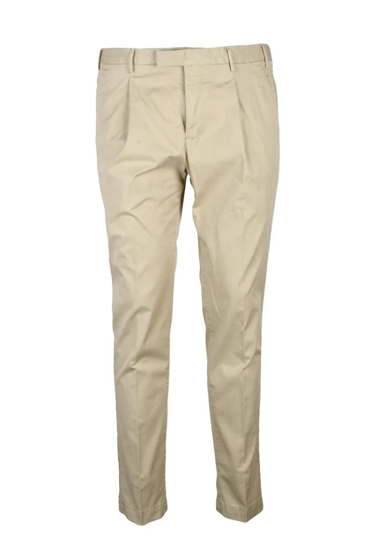 Pt Torino Men's Lyocell/Cotton Stretch Trousers - Beige