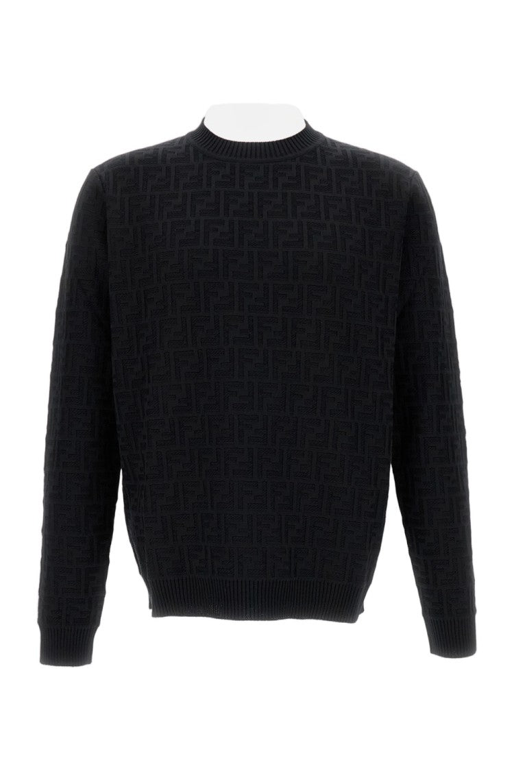 Fendi Cotton Knit Sweater With Ff Motif