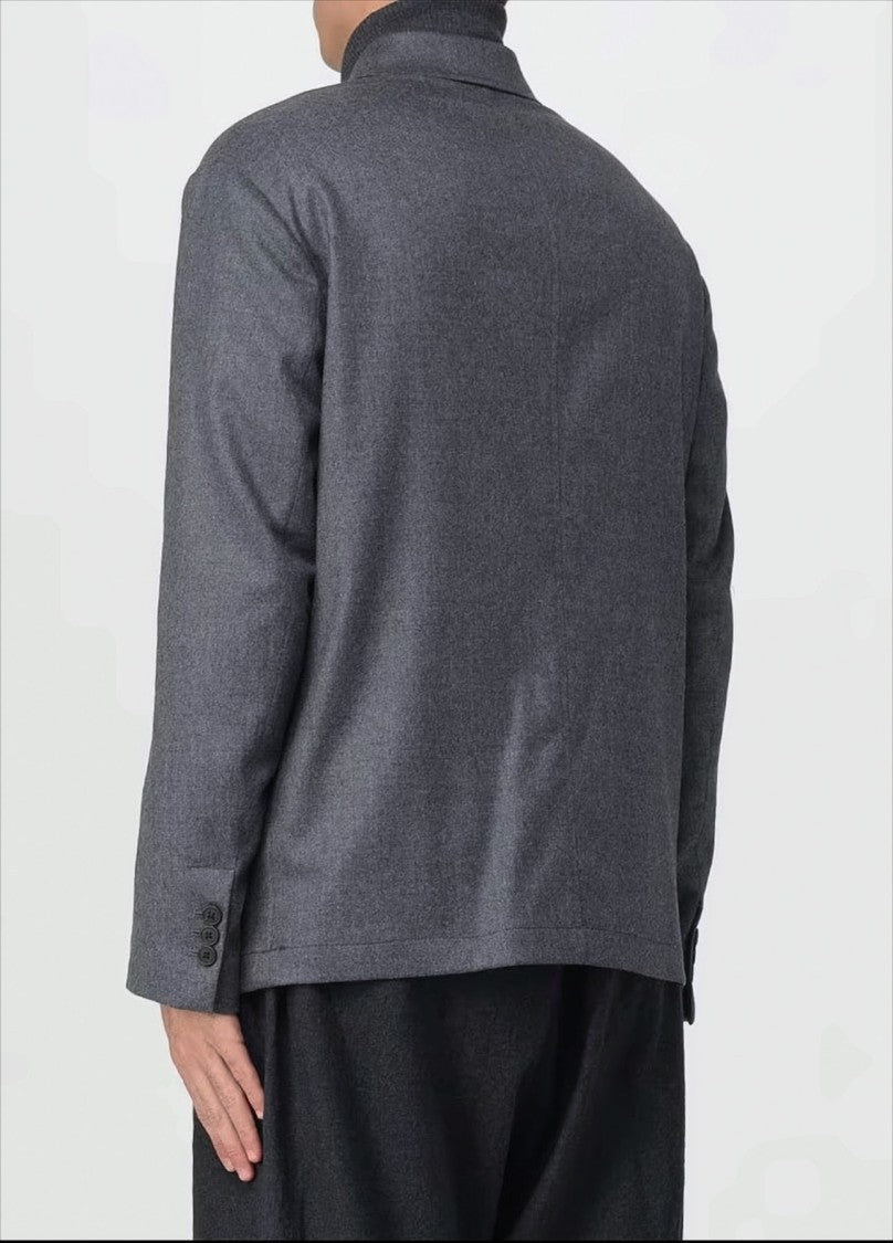 Emporio Armani Wool Twill Jacket With Structured Shirt Collar