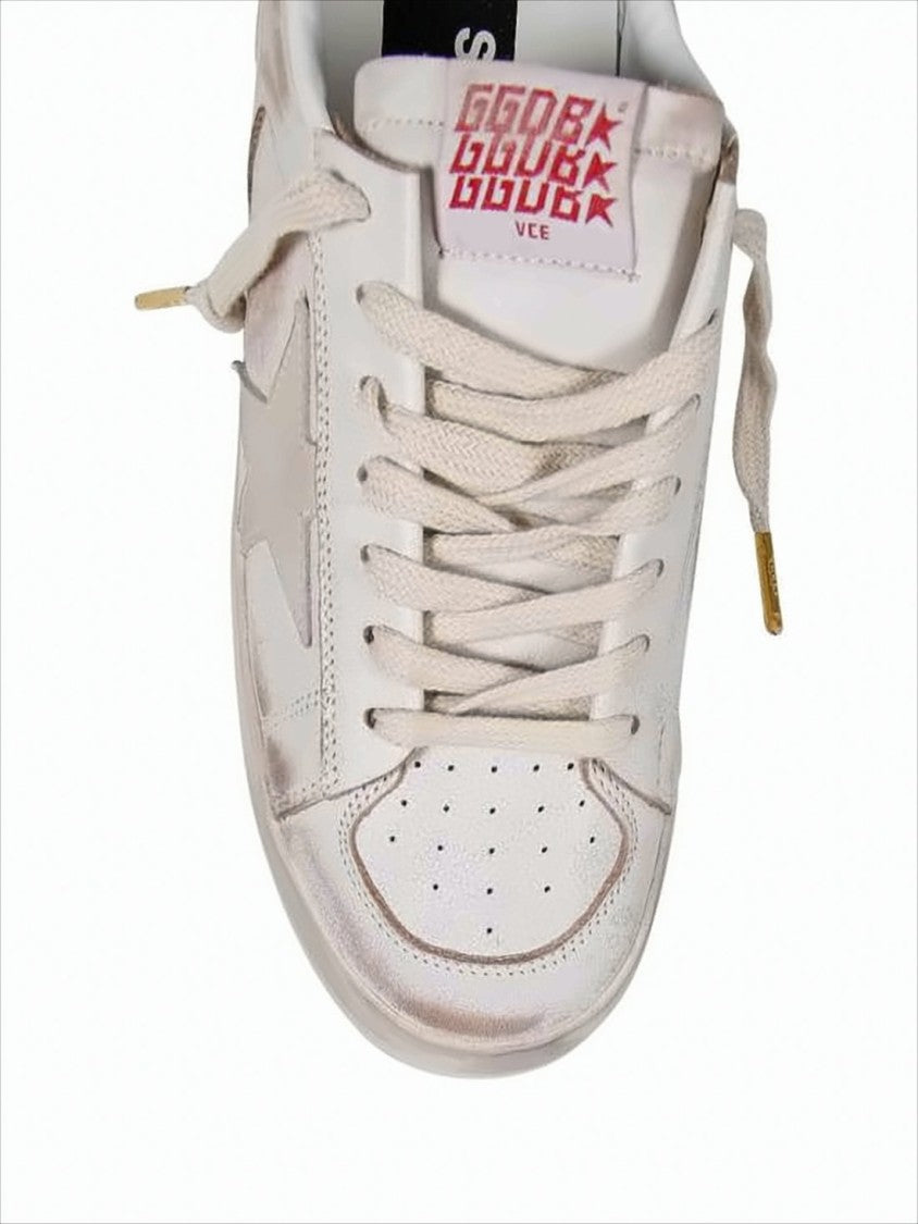 Golden Goose Distressed White Nappa Leather Sneakers With Branded Accents