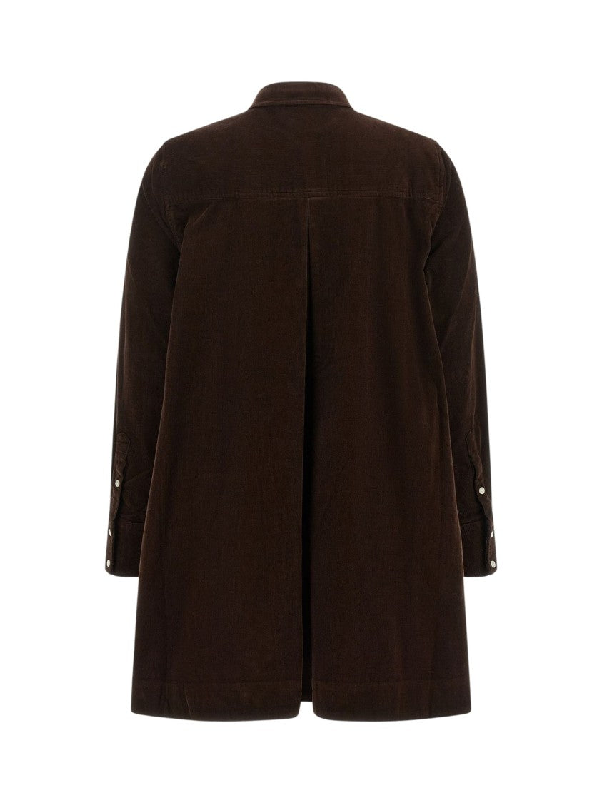 Polo Ralph Lauren Rich Brown Corduroy Shirt Dress With Classic Collar