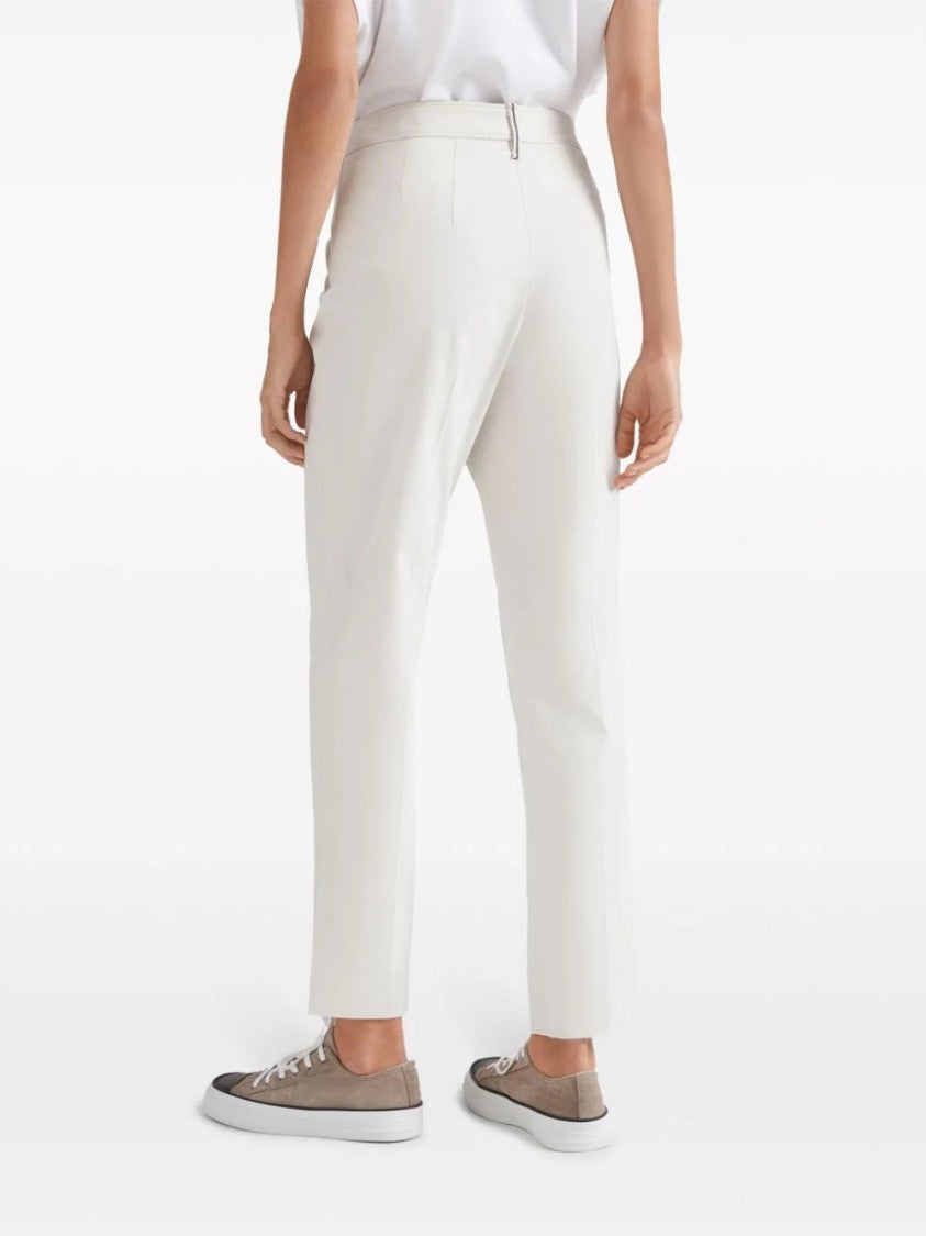 Brunello Cucinelli Tailored White Trousers With Modern Side Slits