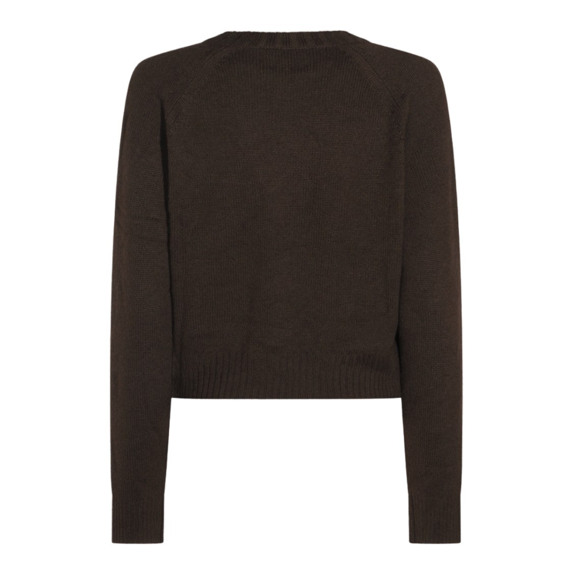 Allude Cropped Brown Ribbed Knit Sweater