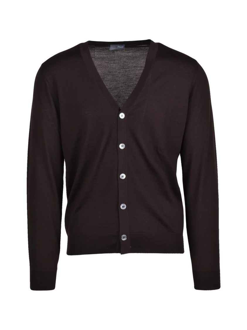 Drumohr Purple Thin Merino Wool V-Neck Cardigan