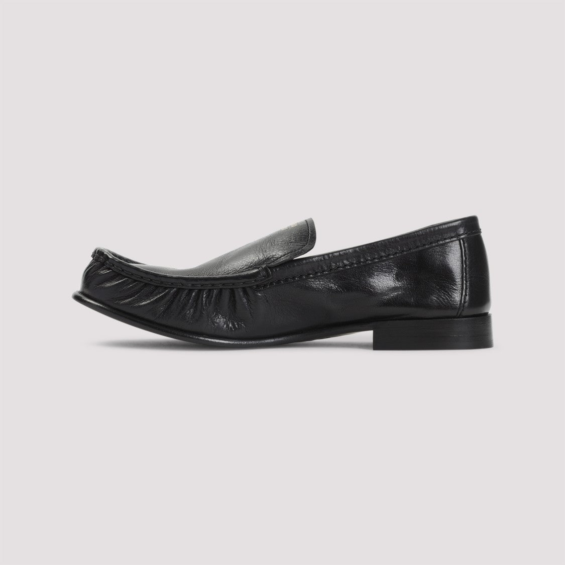 Miu Miu Black Buffalo Leather Loafers