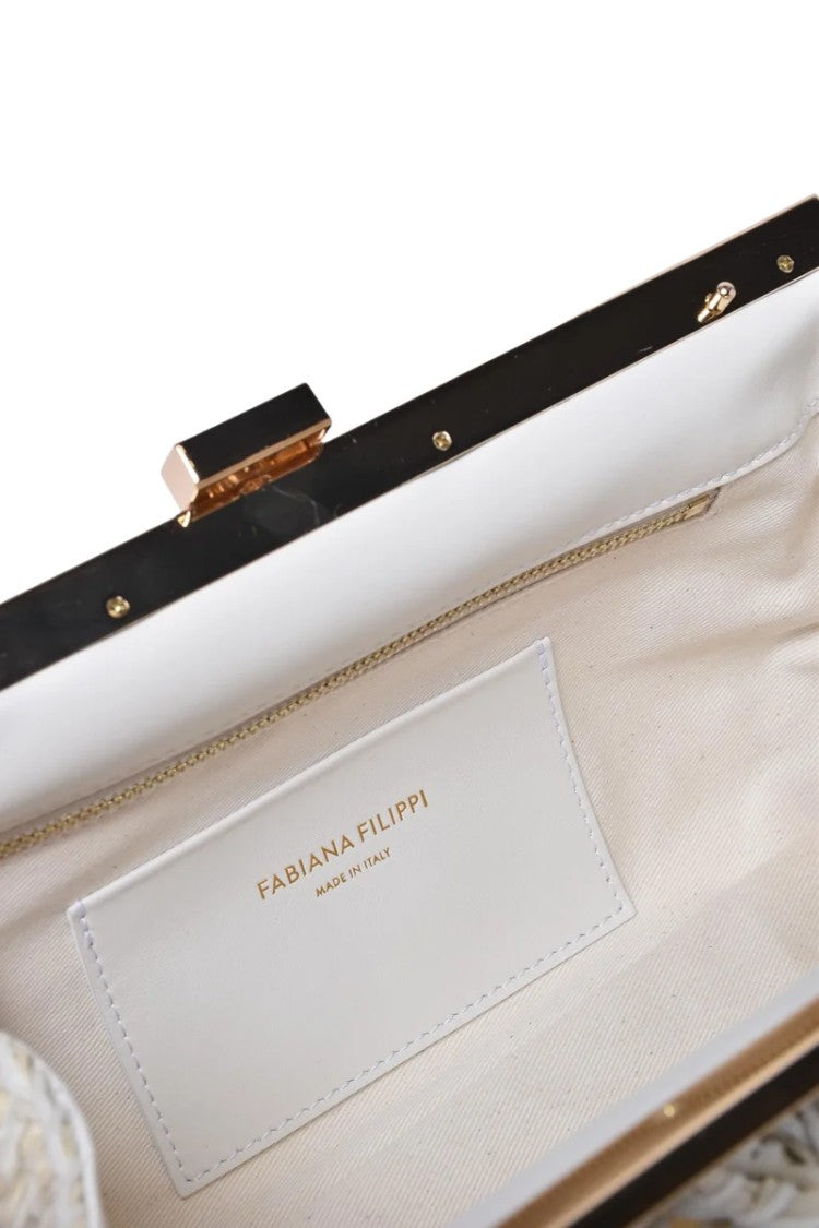 Fabiana Filippi Raffia Clutch - White