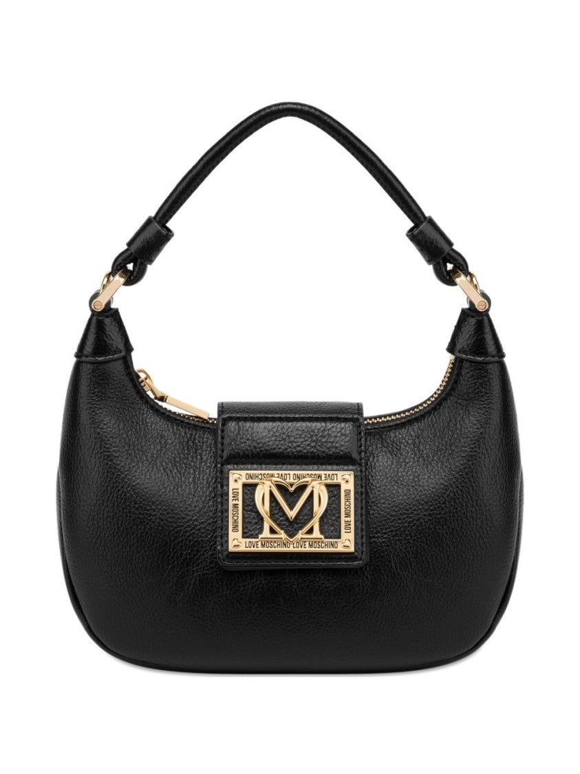 Love Moschino Polished Black Shoulder Bag With Curved Silhouette