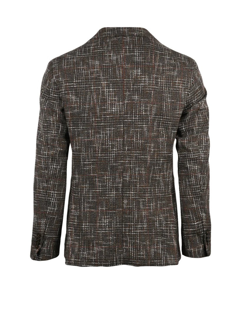 L.B.M. 1911 Brown Checkered Casual Jacket With Button Closure And Notch Lapels