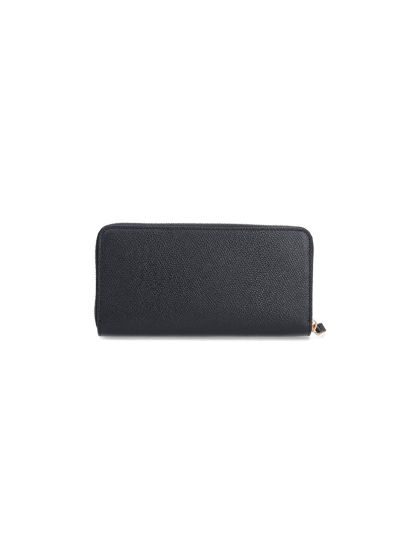 Valentino Garavani Black Vlogo Signature Zip Leather Wallet