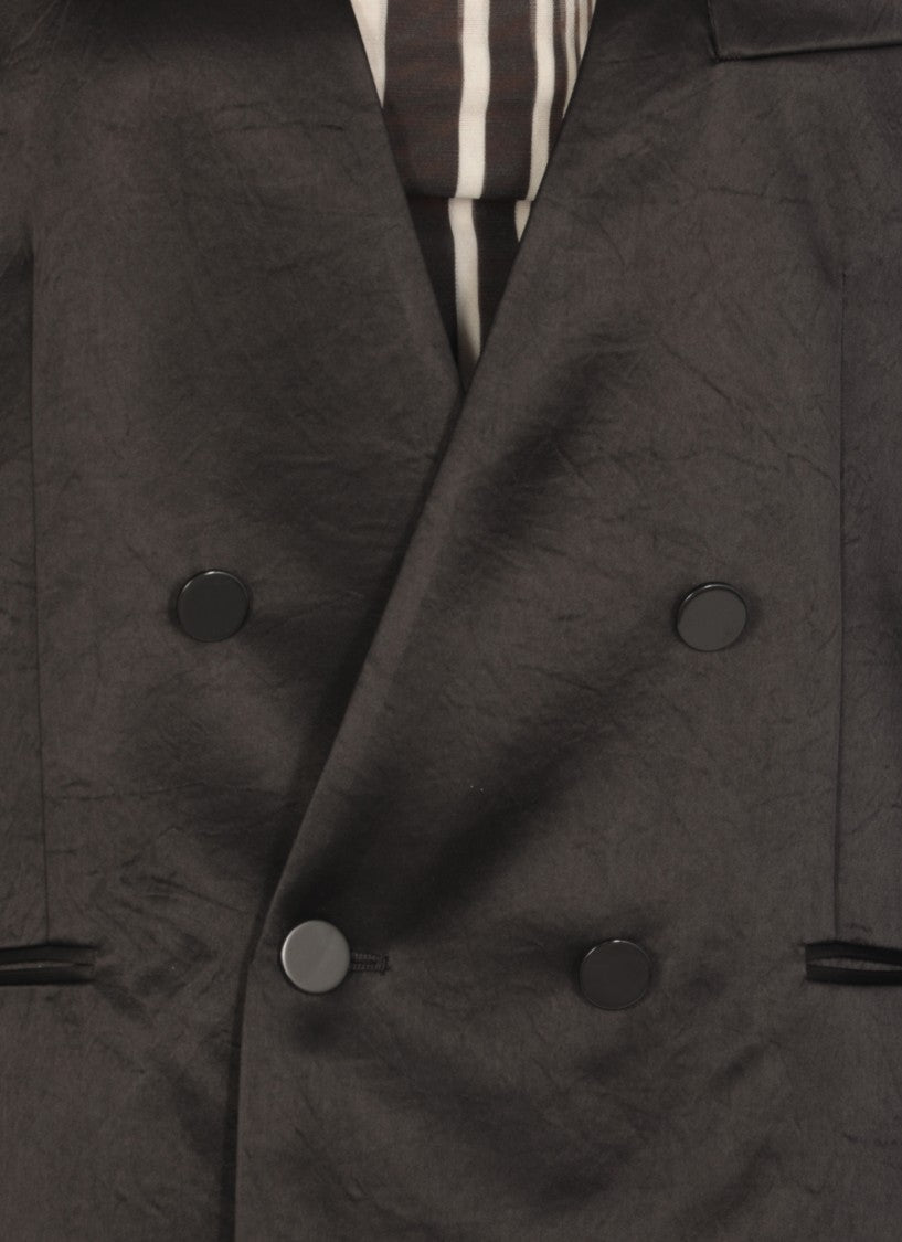 Philosophy Di Lorenzo Serafini V-Neck Satin Blazer With Double-Breasted Closure