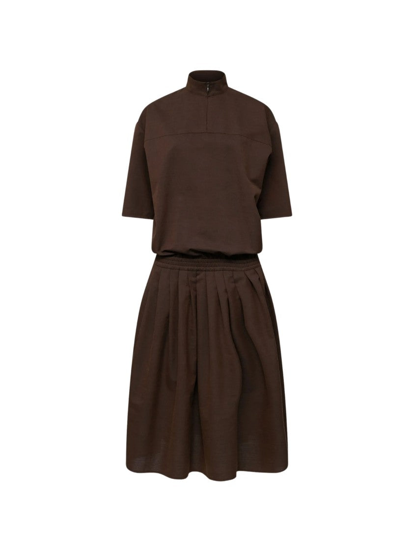 Mm6 By Maison Margiela Anatomic Pleated Midi Wool Midi Dress
