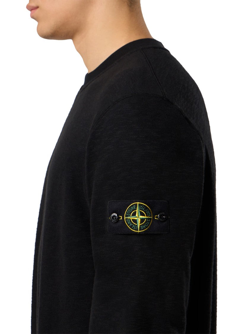Stone Island Textured Black Crewneck Sweater