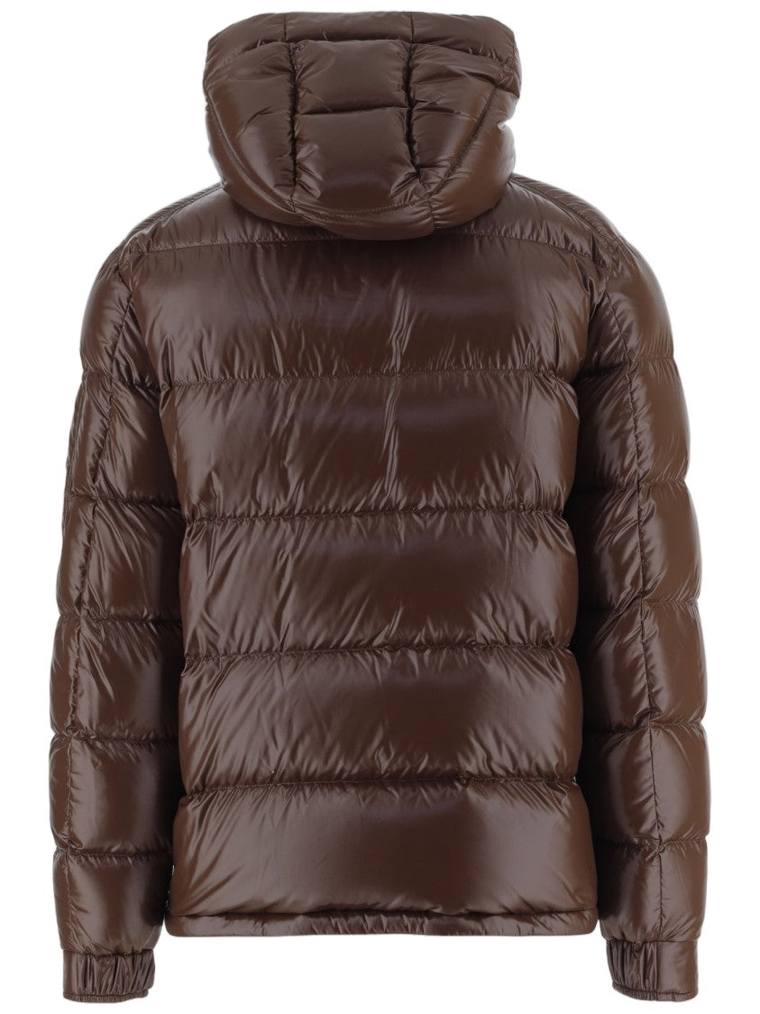Herno High-Collar Dark Brown Puffer Jacket With Quilted Padding