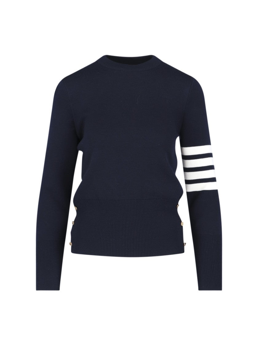 Thom Browne Blue 4-Bar Crewneck Virgin Wool Sweater