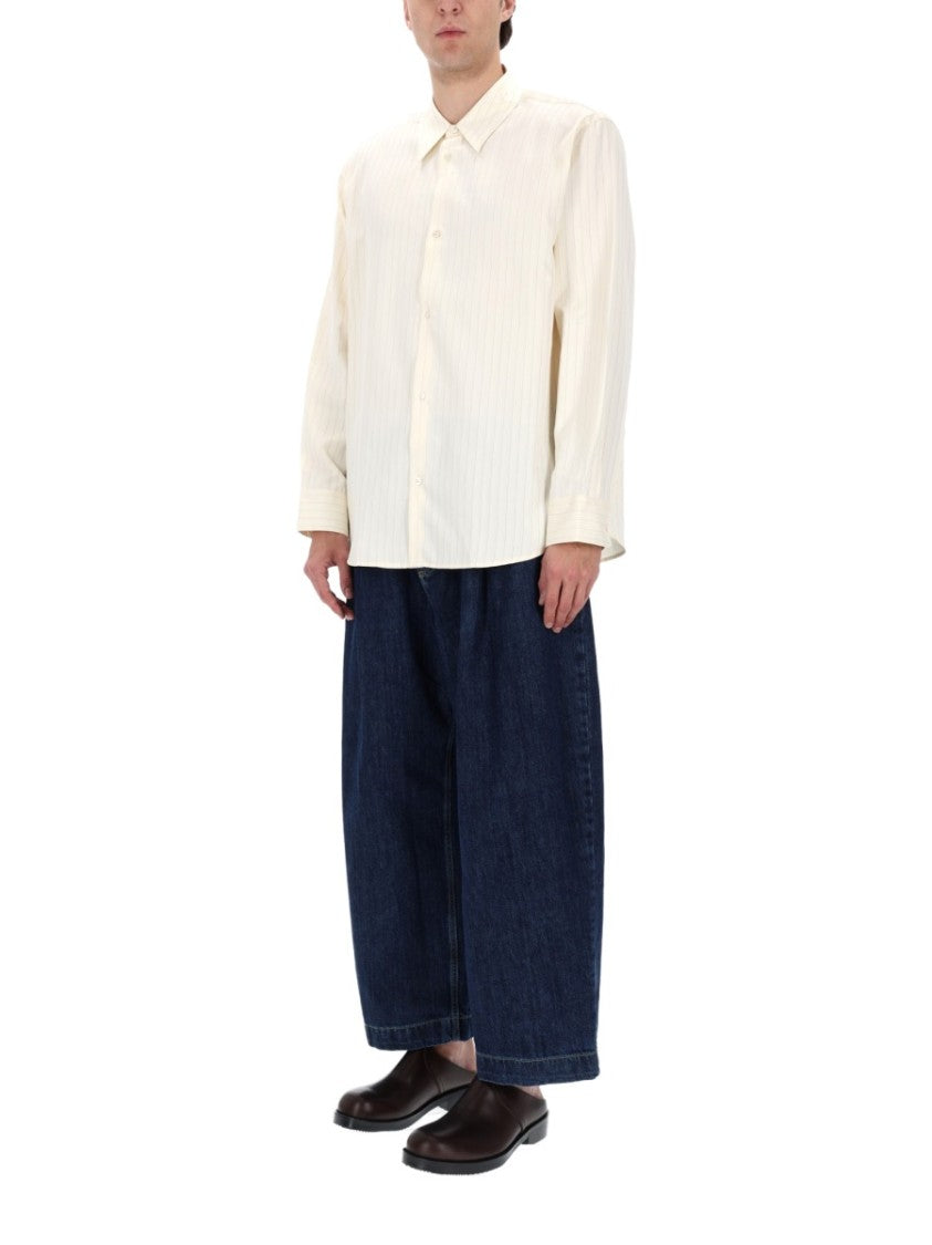 Studio Nicholson View Cotton Silk Pinstripe Shirt