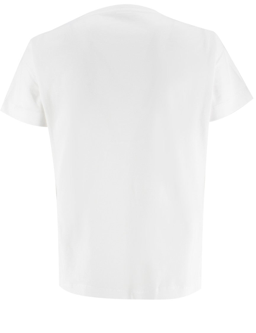 Pinko Short Sleeve Cotton T-Shirt With Jewelled Love Birds Embroidery