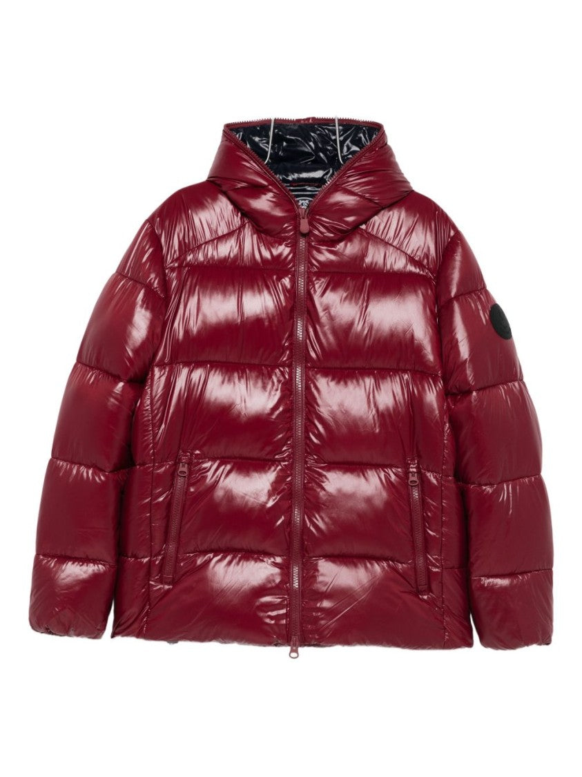Save The Duck Padded Burgundy Jacket With Horizontal Quilting